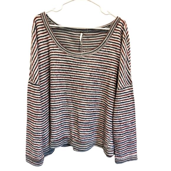 Free People Women's Long Sleeve Striped Multi Color Scoop Neck Sweater Size M - Picture 4 of 6